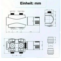 Multiblock Mittelanschluss Hahnblock Universal Multiblock Universal Eck-/Durchgangsform + Thermostatkopf SCHWARZ